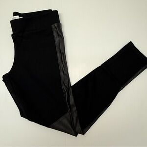 Parasuco Black Leggings with Leather Accents